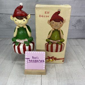 Cracker Barrel Old Country Store SITTING ELF Resin Christmas 10" Figurine Statue